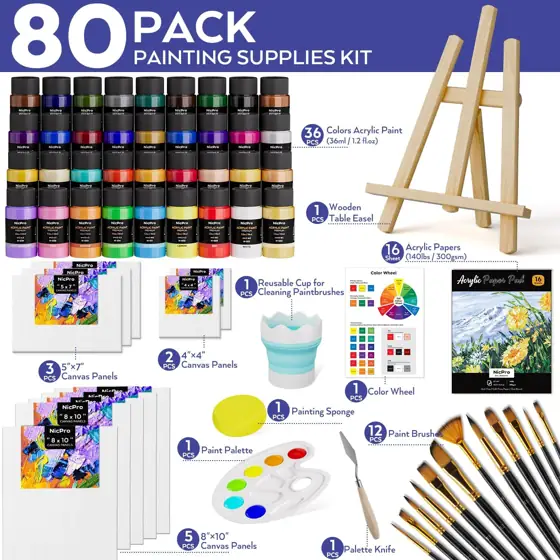 Nicpro 80PCS Acrylic Paint Canvas… — Photo 2