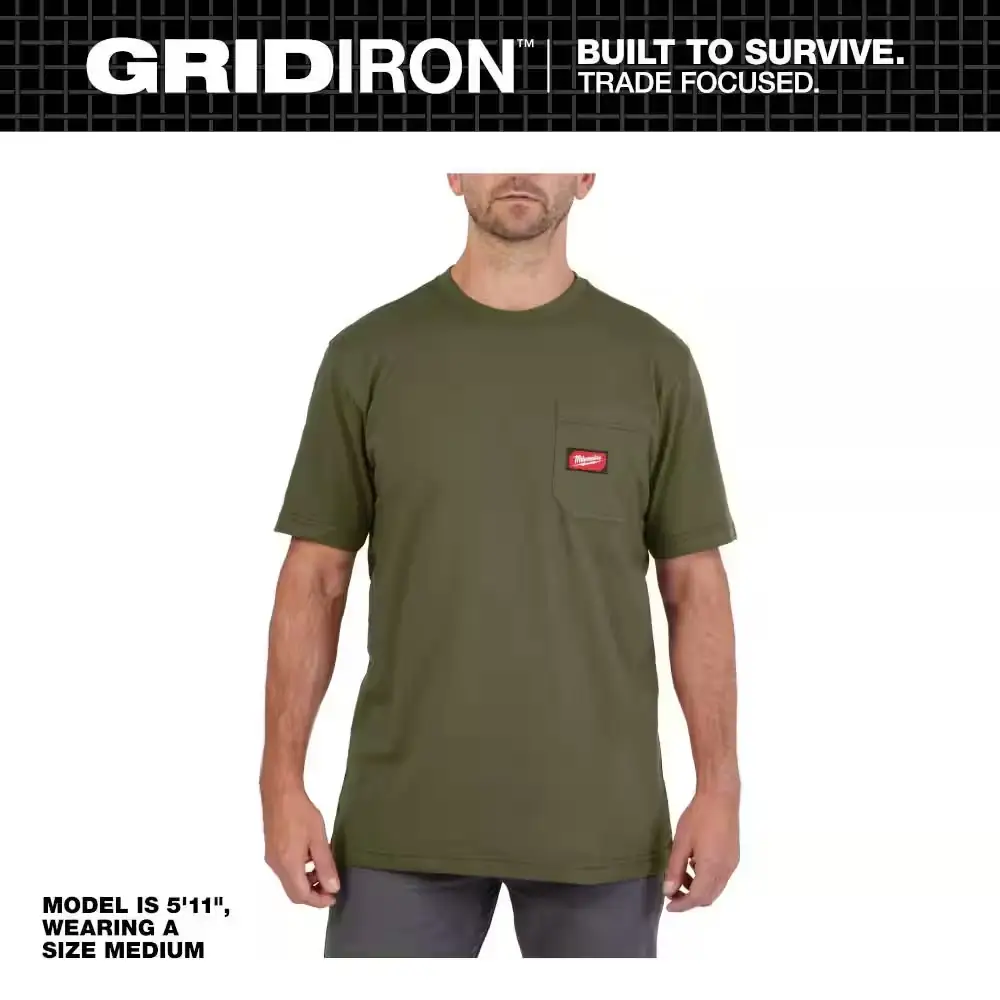 Men's Medium Green GRIDIRON Cotton/Polyester… — Photo 1