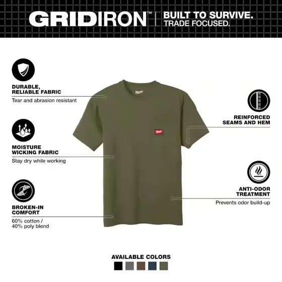 Men's Medium Green GRIDIRON Cotton/Polyester… — Photo 2