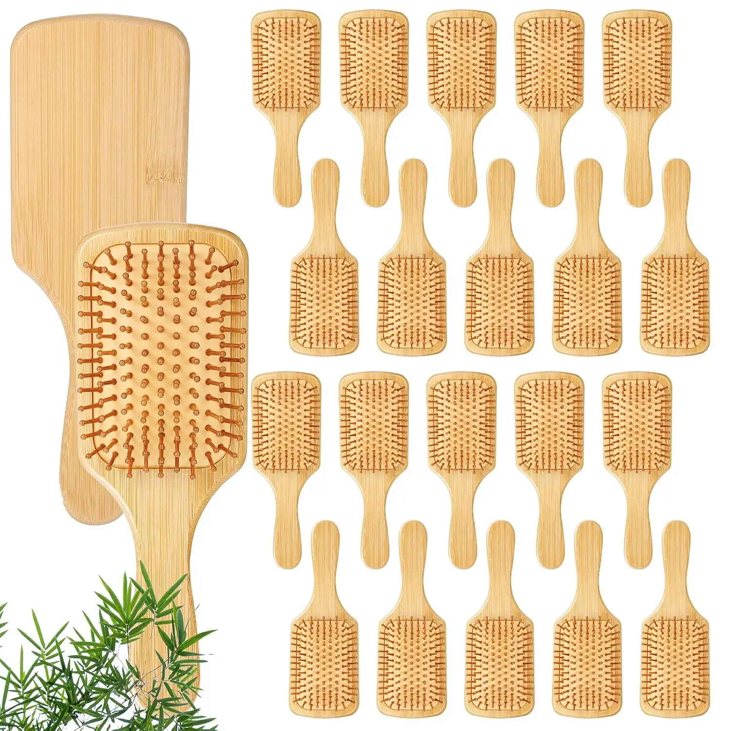 10 Pcs Bamboo Hair Brush… — Photo 1