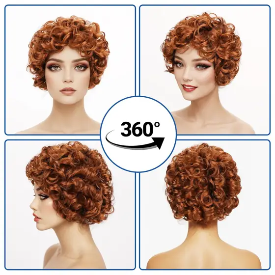 XEPST Red Curly Wig for… — Photo 3