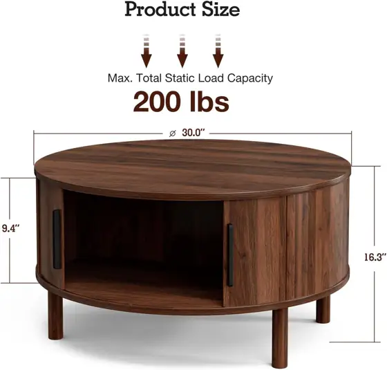 ZttRiee Round Coffee Table with… — Photo 2