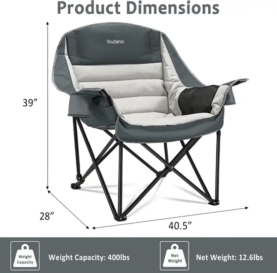 Youtanic Oversized Padded Camping Chair,… — Photo 3