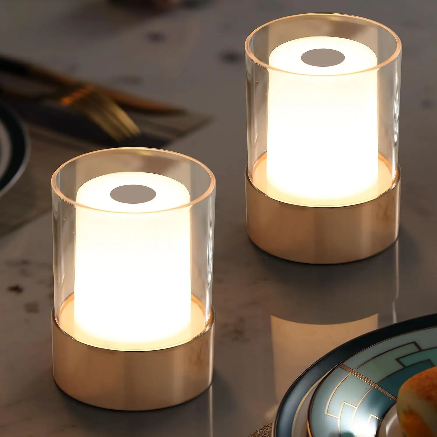4" Gold Cordless Table Lamp… — Photo 1