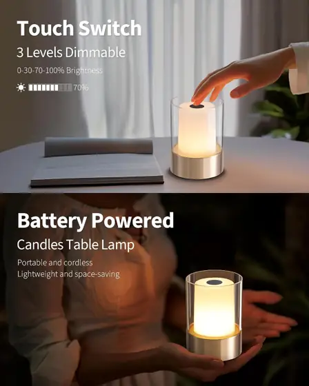 4" Gold Cordless Table Lamp… — Photo 4