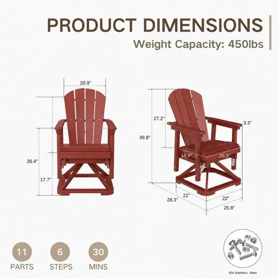 Kingdura Adirondack Swivel Glider Chair,… — Photo 2