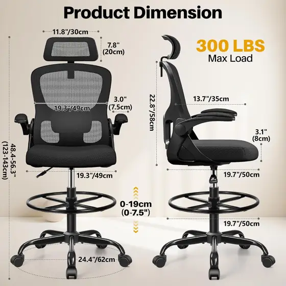 Drafting Chair, Standing Desk Chair,… — Photo 3