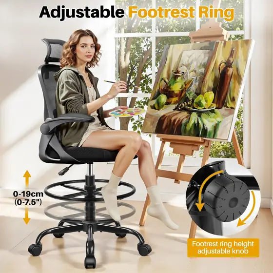 Drafting Chair, Standing Desk Chair,… — Photo 4