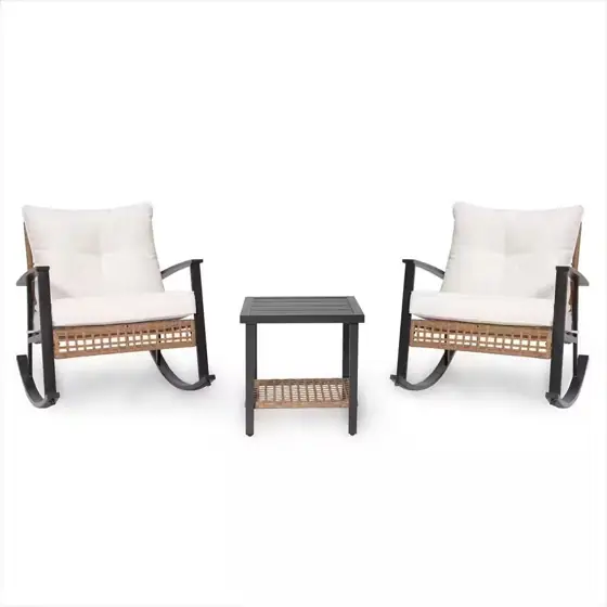 Brown 3-Piece Wicker Patio Conversation… — Photo 4