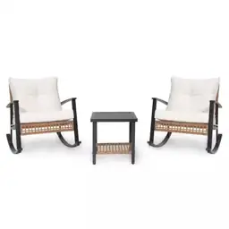 Brown 3-Piece Wicker Patio Conversation… — Photo 4