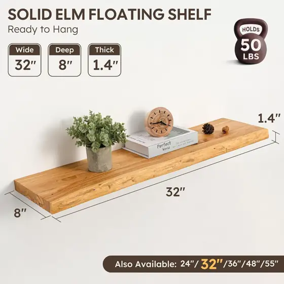 32" Live Edge Floating Shelves,… — Photo 3