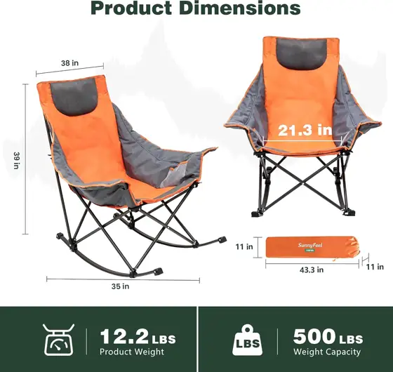 SUNNYFEEL Oversized Folding Rocking Camping… — Photo 3