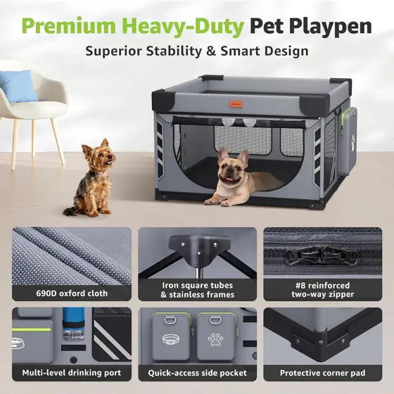 Loobani Foldable Dog Playpen, 43.3x43.3x27.1,… — Photo 4