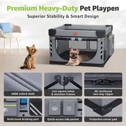 Loobani Foldable Dog Playpen, 43.3x43.3x27.1,… — Photo 4