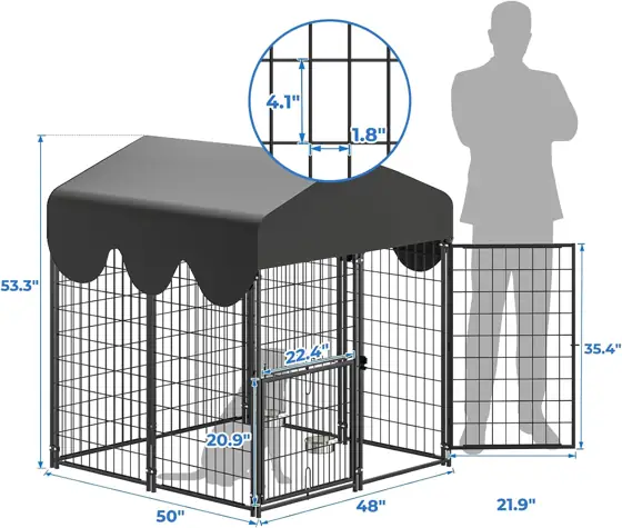 4x4x4.5ft Outdoor Dog Kennel, Heavy-Duty… — Photo 3