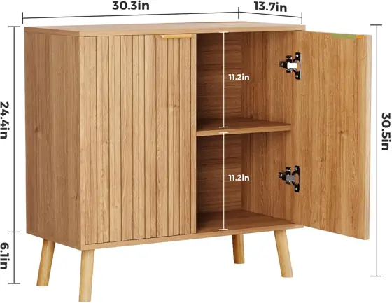 Fluted Storage Cabinet, Wood Sideboard… — Photo 2