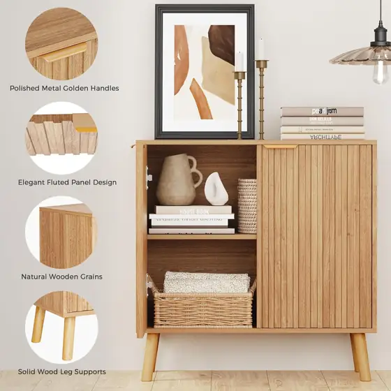 Fluted Storage Cabinet, Wood Sideboard… — Photo 4