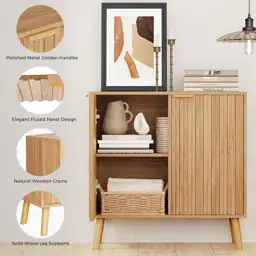 Fluted Storage Cabinet, Wood Sideboard… — Photo 4