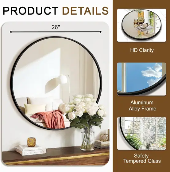 FGU Round Bathroom Mirror for… — Photo 3