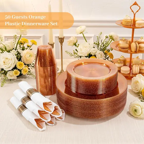 DaYammi 350PCS Orange Glitter Plastic… — Photo 2