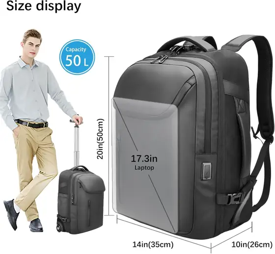 Rolling Backpack 50L with Wheels,… — Photo 4