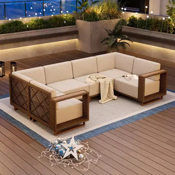 Brown Rattan Wicker 6 Seat… — Photo 1