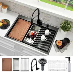 33x22 Drop-In Kitchen Sink with… — Photo 1