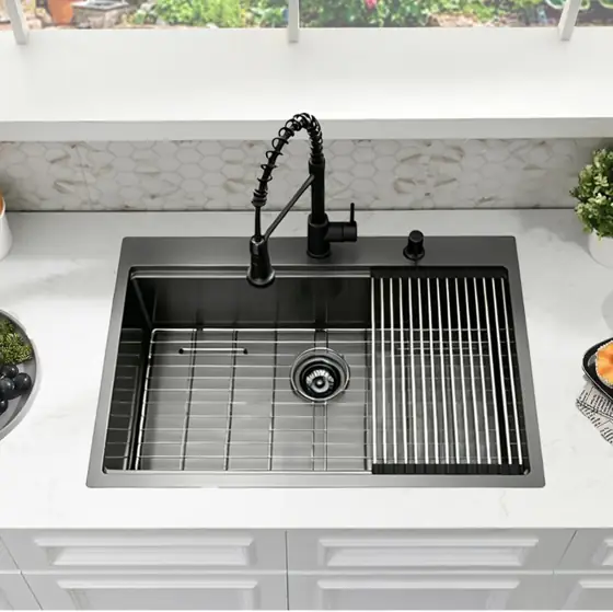 33x22 Drop-In Kitchen Sink with… — Photo 4