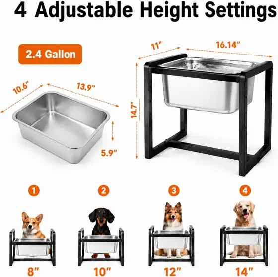 Adjustable Height Elevated Dog Water… — Photo 3