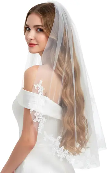 White Wedding Bridal Veil with… — Photo 1