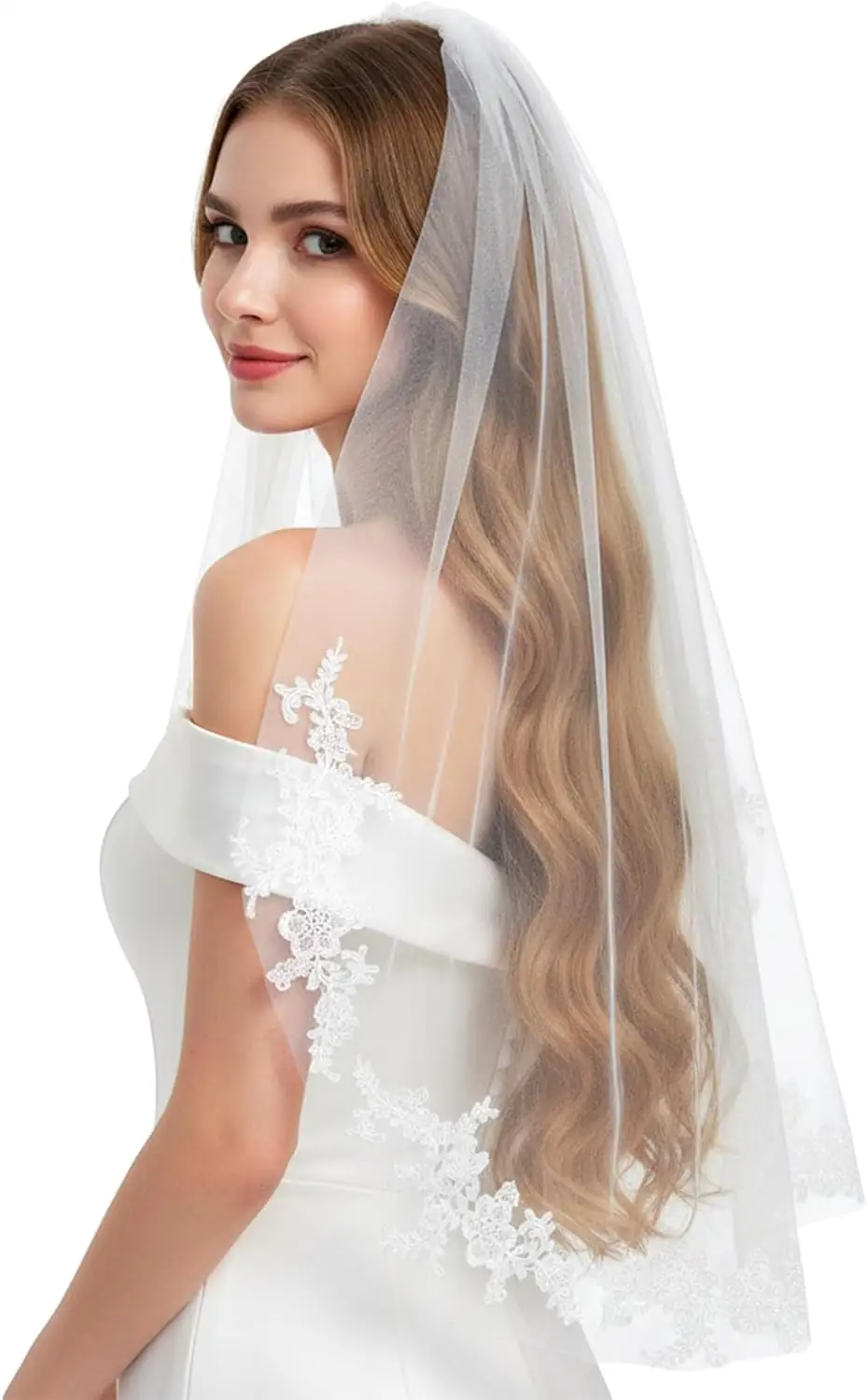 White Wedding Bridal Veil with… — Photo 1