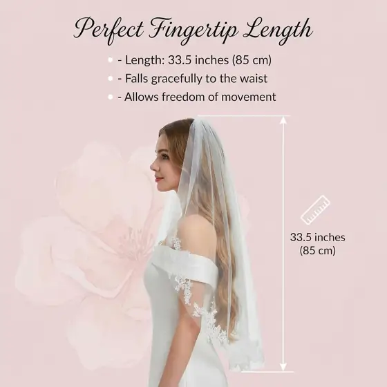 White Wedding Bridal Veil with… — Photo 2