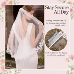 White Wedding Bridal Veil with… — Photo 3