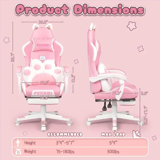 Pink Gaming Chair with Cat… — Photo 2