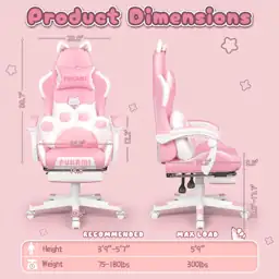 Pink Gaming Chair with Cat… — Photo 2