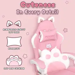 Pink Gaming Chair with Cat… — Photo 3