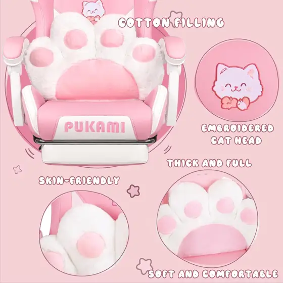 Pink Gaming Chair with Cat… — Photo 4