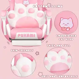 Pink Gaming Chair with Cat… — Photo 4