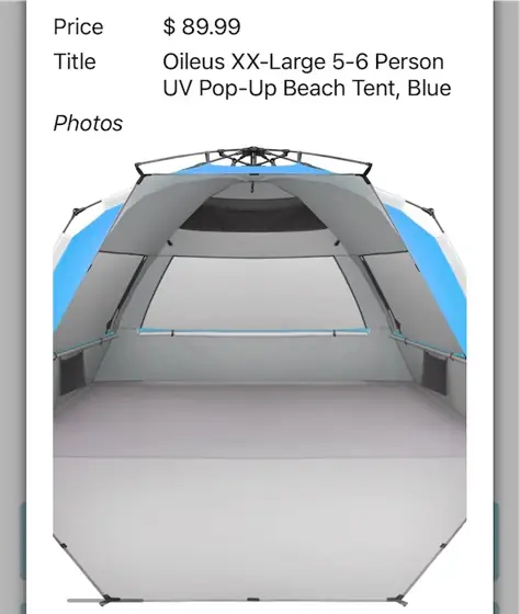 Oileus XX-Large 5-6 PersonUV Pop-Up… — Photo 1