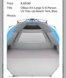 Oileus XX-Large 5-6 PersonUV Pop-Up… — Photo 1