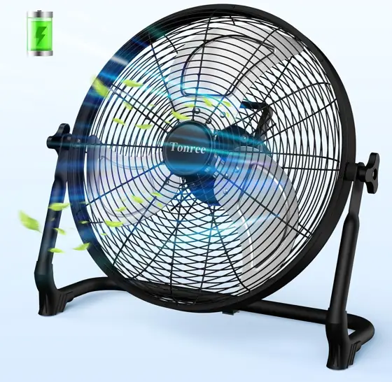 18" Portable Battery Floor Fan,… — Photo 1