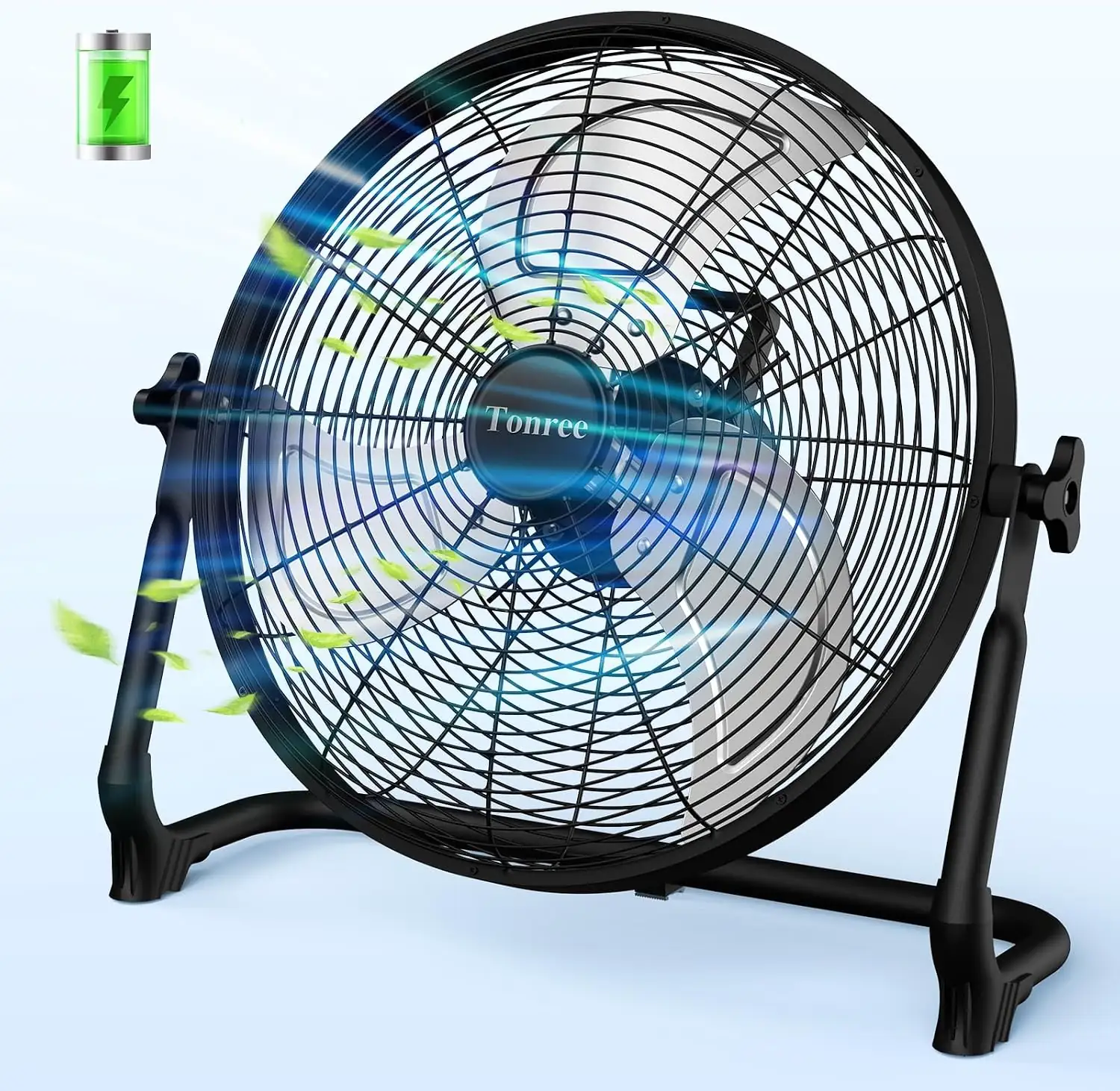 18" Portable Battery Floor Fan,… — Photo 1