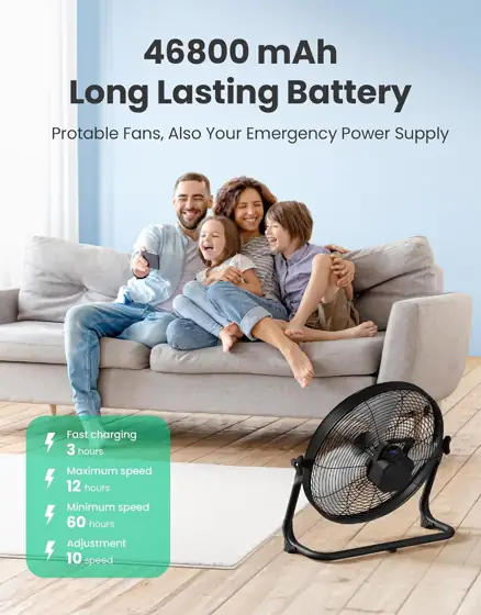 18" Portable Battery Floor Fan,… — Photo 2