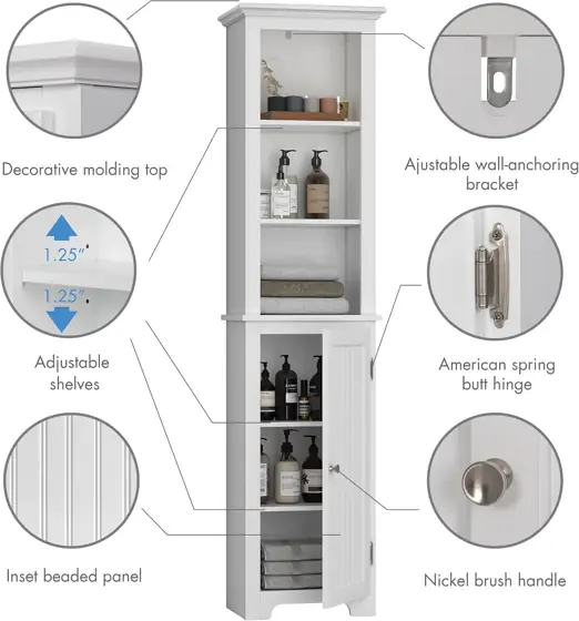 UTEX Tall Bathroom Storage Cabinet… — Photo 4