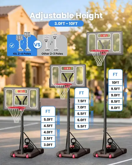 IGL Portable Basketball Hoop, 5.6-10FT… — Photo 4