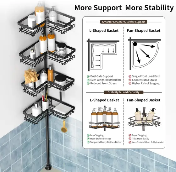KEGII Corner Shower Caddy Tension… — Photo 3