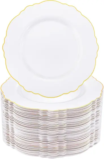 WDF 60pcs Gold Plastic Dinner… — Photo 1