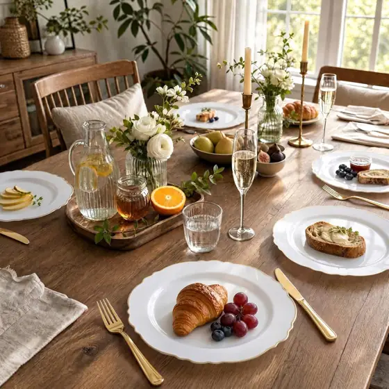 WDF 60pcs Gold Plastic Dinner… — Photo 3