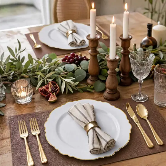 WDF 60pcs Gold Plastic Dinner… — Photo 4