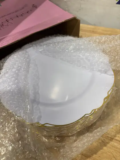 WDF 60pcs Gold Plastic Dinner… — Photo 5